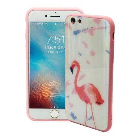 Elegant Skyddskal fr iPhone 6/6S Plus (Hrdat glas) Flamingo