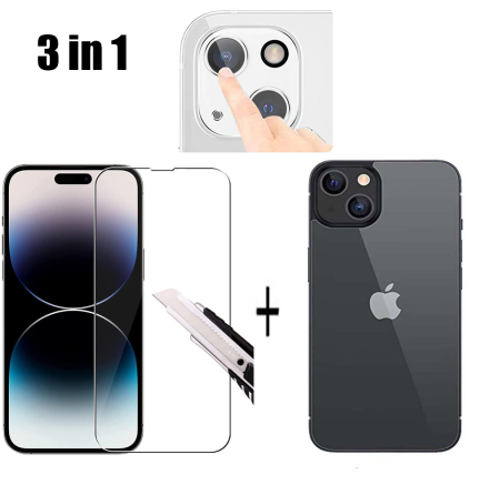 3in1 iPhone 15 Plus Fram- & Baksida & Kameralinsskydd 0,3mm