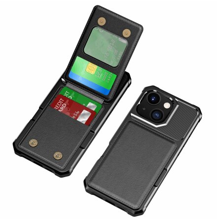 iPhone 15 UP Down Leather Flip Card Wallet - Slankt och skyddande